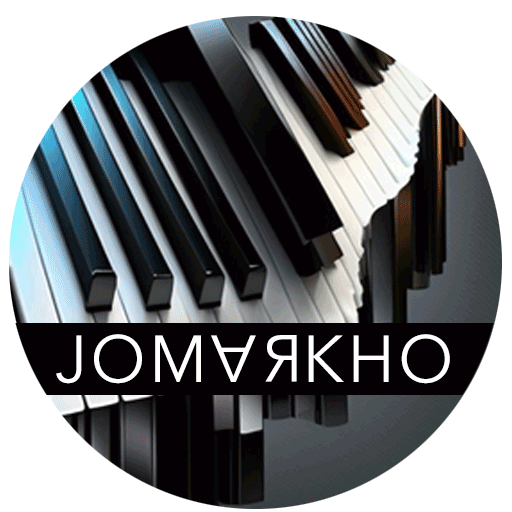 Jomarkho logo with distorted piano keys