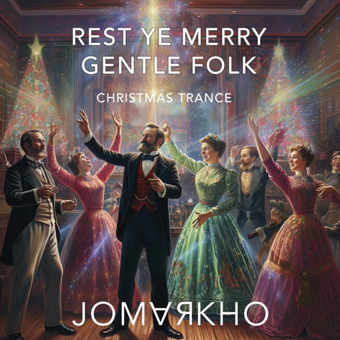 Rest Ye Merry Gentle Folk (Christmas Trance) by Jomarkho. Image shows Victorian men and women dancing